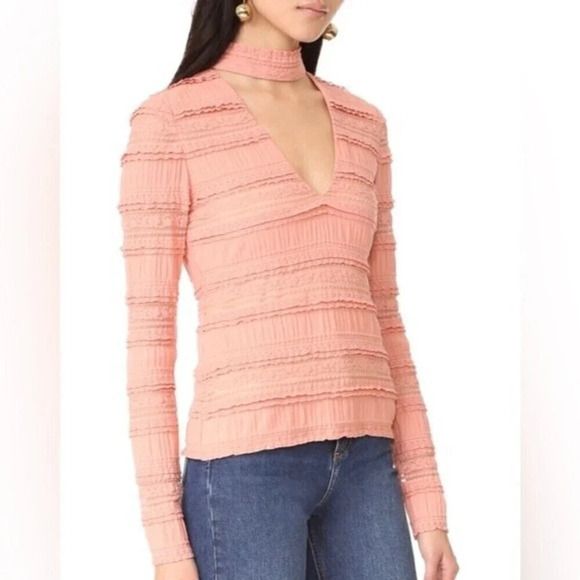 CINQ À SEPT Anthropologie Cecily Lace Choker V-neck Romantic Top - Picture 1 of 10